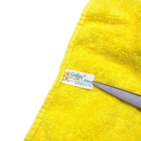 VTG 70s Golden Crown Yellow Fingertip Towel Embroidered Lion - Picture 5 of 8